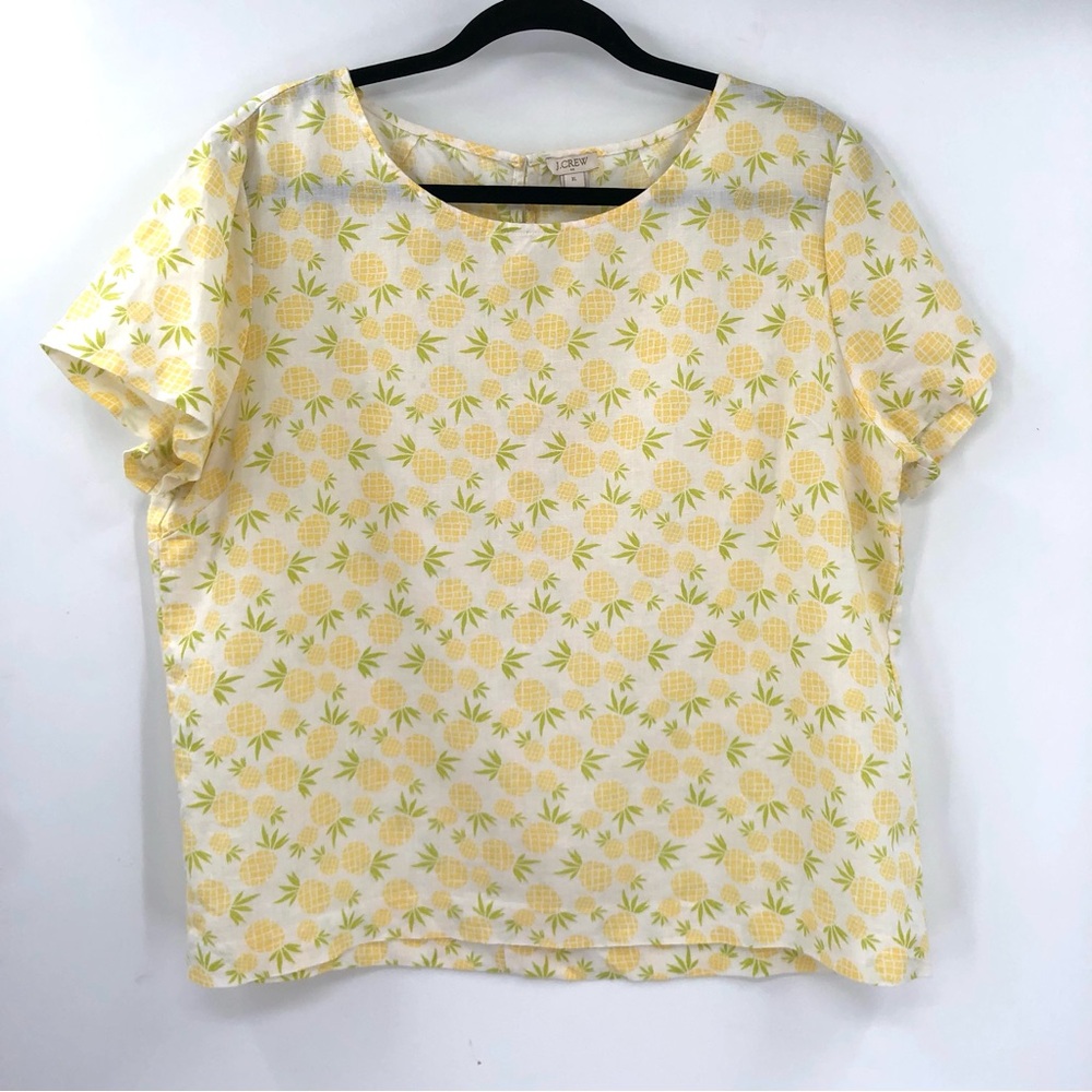J. Crew factory Yellow Pineapple Print Short Sleeve Top size XL